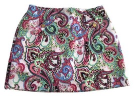 Pappagallo Skort Skirt Women’s Size M Multicolor Paisley Stretch Pull On... - $19.42