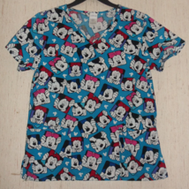 EXCELLENT WOMENS Disney Minnie &amp; Mickey Mouse NOVELTY PRINT SCRUBS TOP  ... - $31.94 CAD
