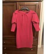 Pink dress Puffy Sleeves New York &amp; Co Size XS Hot Pink Fuscia - £15.13 GBP