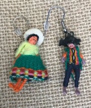 Groovy Handmade Peruvian Folk Art Worry Doll Earrings Boho Hippie - $7.92