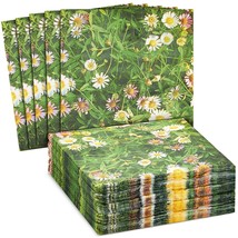 100 Pack Floral Paper Napkins For Wedding, Birthday, Spring Garden Party, 6.5 In - £17.37 GBP