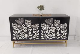 Handmade Bone Inlay Floral Design Entryway Cabinet, bone inlay furniture chest, - $2,450.00