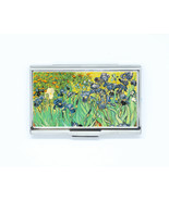 Business &amp; Credit Card Case paint Van Gogh iris flowers Steel Pocket Box... - £12.43 GBP