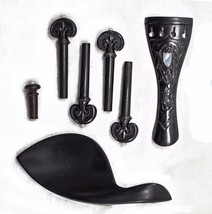 Ebony Violin Fittings Pegs/Tailpiece/Chinrest/Endpin, Black/White Tip &amp; ... - £47.84 GBP