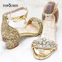 A06-S Wedding Shoes Fashion Sparkling Silver Sexy Women With Strap Party Dress S - £79.58 GBP