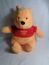 Walt Disney World Winnie the Pooh Bear Sitting Soft Plush Red Shirt - £7.58 GBP