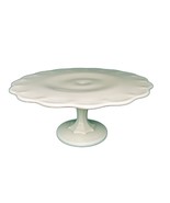 Indiana Glass Vintage 1950s White Fluted Milk Glass Cake Stand - $56.09