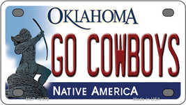 Go Cowboys Oklahoma Novelty Mini Metal License Plate Tag - £11.95 GBP