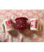 NEW 2 TUPPERWARE LOVE AMORE 11oz MUGS + MINI GRAPHIC HEART SPARKLE MINI ... - $183.57 MXN