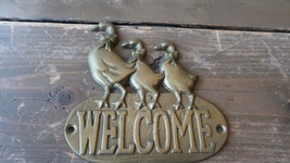 Vintage 1987 Mother Goose Brass Welcome plaque 4.75&quot; - $29.70