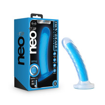 Neo Elite Glow In The Dark Tao 7&quot; Silicone Dual Density Dildo Neon Blue - £33.63 GBP