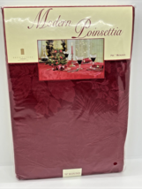 Brownstone Gallery Red Modern Poinsetta Round 70” Tablecloth New Linens N Things - £10.94 GBP