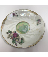 VINTAGE Floral Green &amp; Purple Floral SAUCER - £4.67 GBP