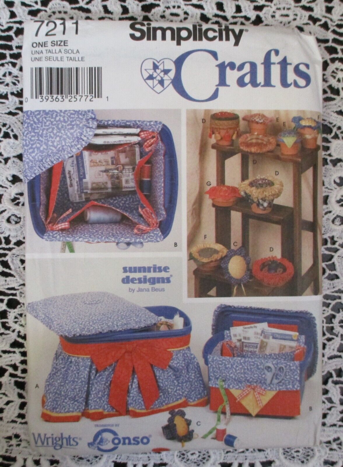 Simplicity Crafts 7211 Sewing Accessories Baskets & Pin Cushions NEW - $6.72