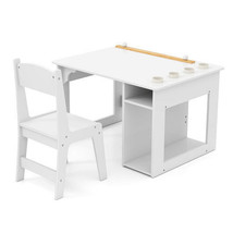 Kids Art Table and Chair Set Toddler Craft Drawing Desk-White - Color: W... - $2,886.63 MXN