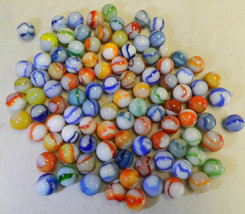 #17783m Vintage Group of 100 Peltier Glass Marbles .59 to .64 Inches - £64.07 GBP