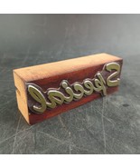 Vintage Letterpress Printing Block &quot;Special&quot; Cursive Serif 3.25&quot;X1&quot; Meta... - $34.28 CAD