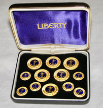 Vint. Boxed Set Of 12 Liberty Of London “Lord Nelson Blue Anchor” Blazer Buttons - £142.09 GBP