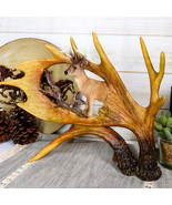 Rustic Western Emperor Moose Antlers With Buck Deer Stag Faux Wood Figurine - $68.07 CAD