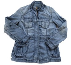 Anthropologie MARRAKECH Long Sleeve Zip Up Chambray Denim Jacket Size XS - $20.76