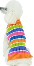 Tutti-Beauty Rainbow Cable Knitted Designer Fashion Turtle Neck Pet Dog Sweater - £19.17 GBP