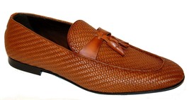 Ermenegildo Zegna Men&#39;s Leather Woven Loafers Brown Shoes Size EU 9 US 10 - £242.10 GBP