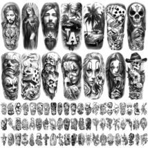 Chicano Temporary Tattoos Adult, Large Fake Tattoos Chicano Gangster Prisoner Da - £10.44 GBP