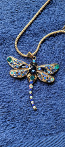 New Betsey Johnson Necklace Dragon Fly Multicolor Rhinestone Summer Collectible - £11.85 GBP