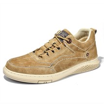 Men&#39;s genuine Leather Shoess High Top Sneakers khaki 7 - £29.53 GBP