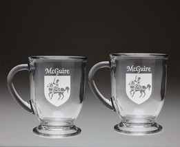 McGuire Irish Coat of Arms Glass Coffee Mugs - Set of 2 - £26.88 GBP