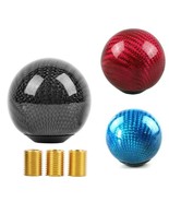 Universal Carbon Fiber blue/black/red Round Ball Manual Gear Shift Knob Shifter - $18.00