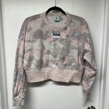 Adidas Pink Gray Camo Cropped Boxy Crewneck Sweatshirt Size Small Cotton - $13.86