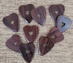 Heart Shaped Boyfriend Gift Rose wood 10 pcs Handmade Guitar Picks Plect... - £21.23 GBP