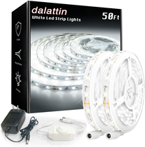 White LED Strip Light 50Ft (2X25Ft) Dimmable Bright 12V Led Light Strip 6500K - £21.97 GBP