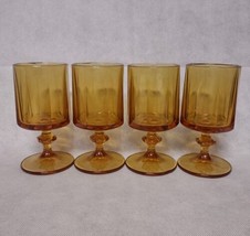 Colony Nouveau Gold Water Goblets 4 Mid Century 6.25&quot; Indiana Glass - $48.95