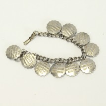 Ten Commandments Charm Bracelet Silver Tone Metal 7 Inches Vintage - $8.81