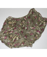 Vintage April Cornell Trading  Scarf  Green Floral Rayon 56x14 Scalloped... - $22.55 CAD