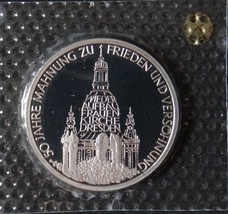 Germany 10 Mark Proof Silver Coin 1995 J Dresden Kirche Mint Sealed - £37.17 GBP