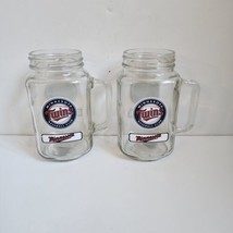 Minnesota Twins Baseball Club 30 Oz Mason Jar Mugs Set of 2 Clear Glass - £9.70 GBP
