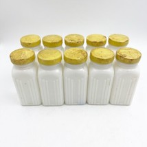 X10 Vintage Unlabeled Griffith White Milk Glass Spice Jars Yellow Lids Art Deco - £47.95 GBP