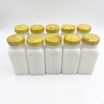 X10 Vintage Unlabeled Griffith White Milk Glass Spice Jars Yellow Lids Art Deco - £48.24 GBP