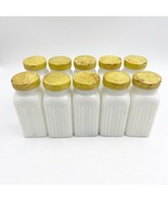X10 Vintage Unlabeled Griffith White Milk Glass Spice Jars Yellow Lids A... - £47.54 GBP