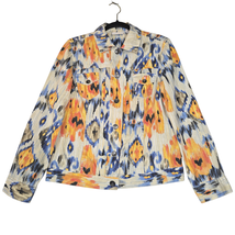 Chicos Womens Size 0 S/4 Ikat Jacket Linen Southwestern Abstract Waterco... - $212.26 MXN