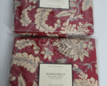 2 Pottery Barn Quilted Pillow Shams Lot Set Margaret Floral Red Standard... - £39.95 GBP