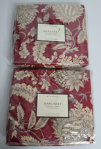 2 Pottery Barn Quilted Pillow Shams Lot Set Margaret Floral Red Standard Linen - £39.95 GBP