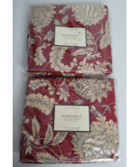 2 Pottery Barn Quilted Pillow Shams Lot Set Margaret Floral Red Standard... - £39.30 GBP