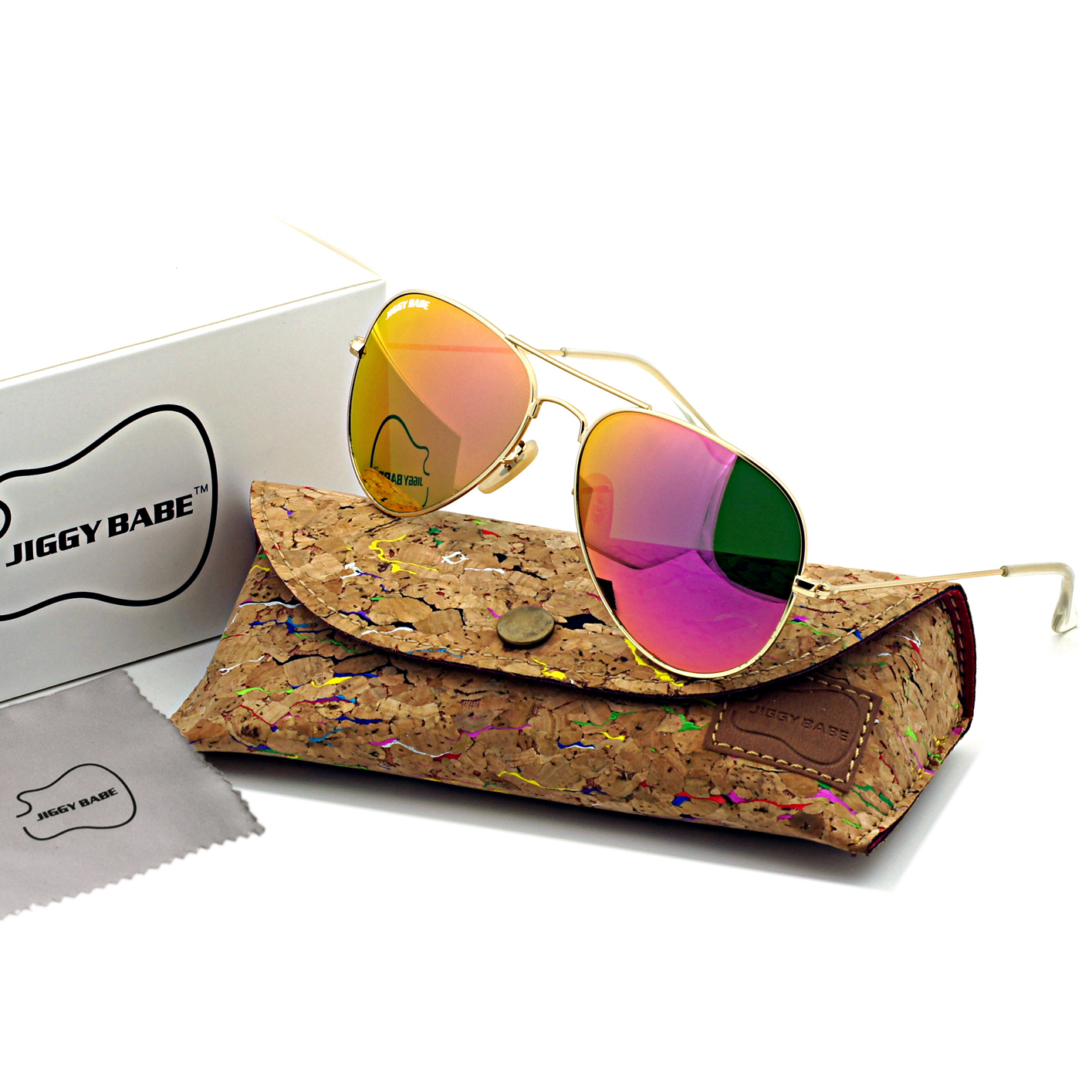 Top Brand Name Aviator Sunglasses Retro 3025 Large Metal Babi Pink Glass Mirror