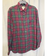 L.L. Bean SKU 7662 Mens Red and Green Plaid Flannel Shirt Size L - $22.43