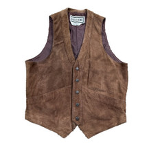 Vintage Suede Leather Vest Womens Large Brown Western Ranch Hipster Wais... - £23.44 GBP