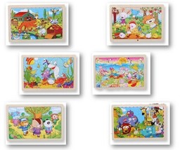 Puzzle Jigsaw Toddler Wooden 24 Piece Kids Choice 6 Themes Learning Toy ... - $13.99